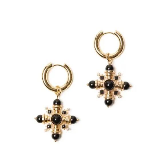 We Wore What Black And Gold Pendant Earrings New in the box - Picture 2 of 4